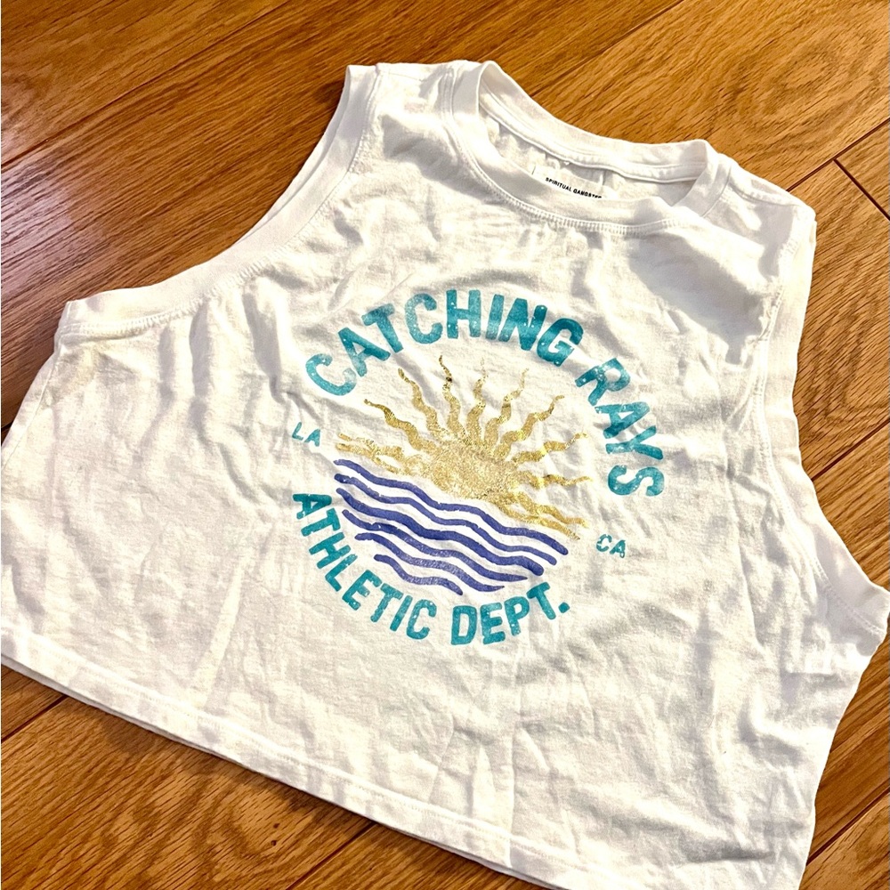 Spiritual Gangster White Tank with Blue Graphic - Never worn